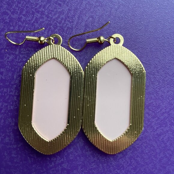 3/$12. Red and Gold Tone Sparkle Dangle Earrings - Picture 2 of 3